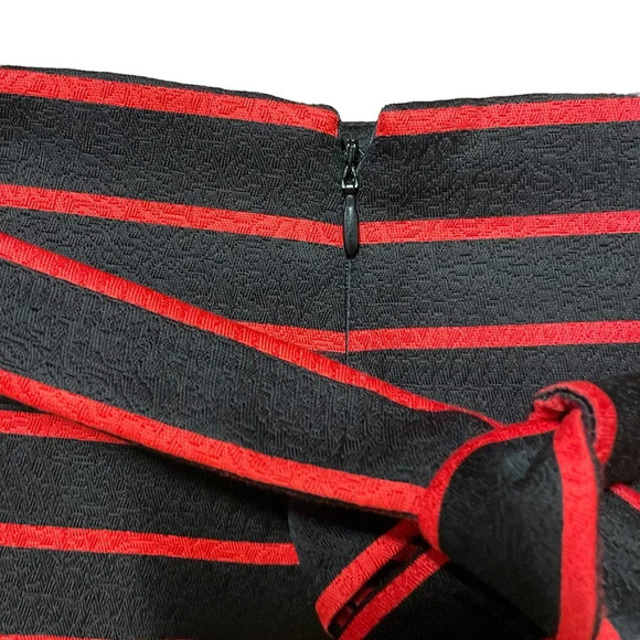 Proenza Schouler Striped Jacquard Suiting‎ Wrap Skirt Black Red Size 4 - Picture 7 of 13
